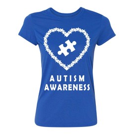 Kropsis Love Heart with Puzzle Autism Awareness Women's T-Shirt, M, Royal