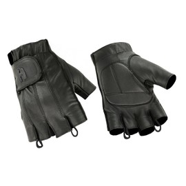 Hugger Glove Company Fingerless Leather Gloves for Men - Driving Gloves with Gel Palm Motorcycle Gloves - Biker, Riding, Police, (Black)