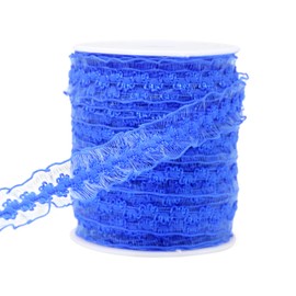 JESEP YONG 25 yardas azul real con doble volante de organza elástico para manualidades, encaje elástico, ropa y ropa para manualidades, decoración de costura