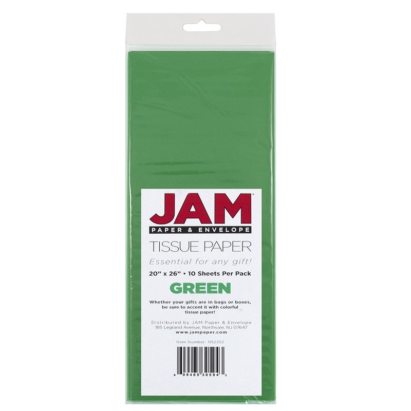 JAM PAPER Tissue Paper - Green - 10 Sheets/Pack