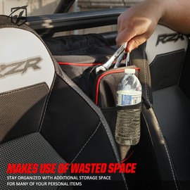 Xprite UTV RZR Center Seat Storage Bag Compatible with 2008-2021 Polaris Razor 570 800 S 900 1000 XP Turbo, w/Water Resistant Zippers Offroad Cab Pack Pocket - Red