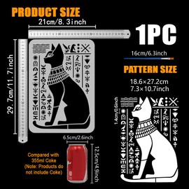 FINGERINSPIRE Egyptian Black Cat Stencil 11.7x8.3Inch Egypt Symbol Stencil with Paint Brush for DIY Crafts