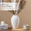 White Ceramic Vase for Pampas Grass, 9.2 Inch Wavy Textured
