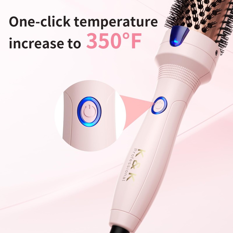 K&K 1.25 Inch Heated Curling Brush with Ceramic Tourmaline Ionic