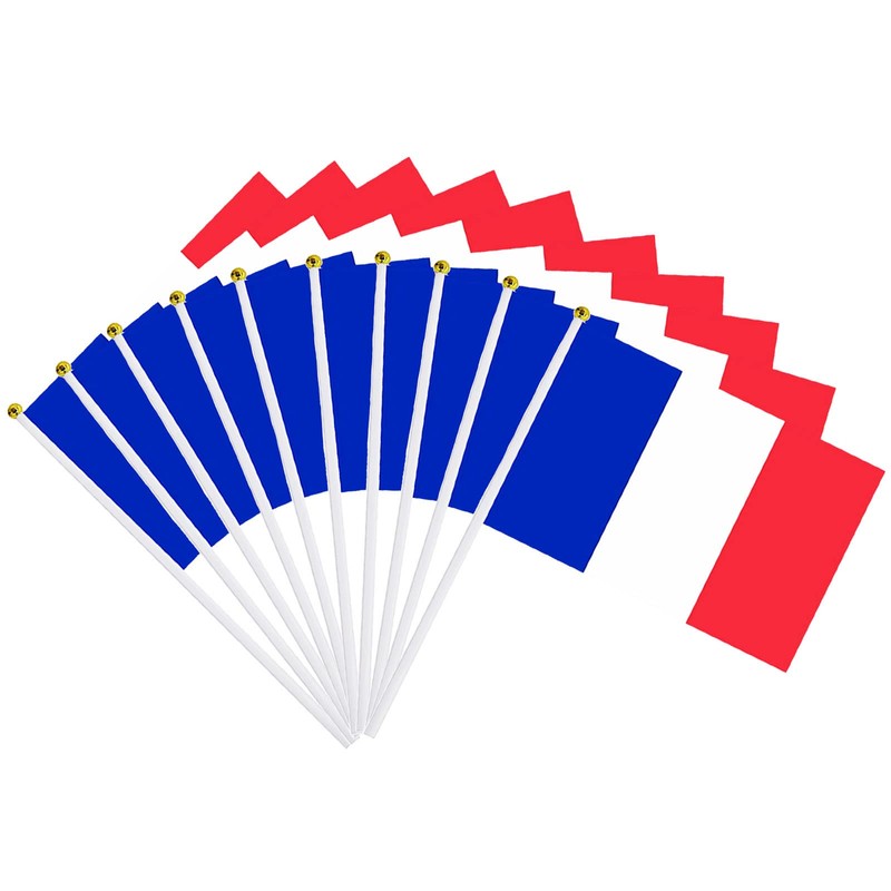 10pcs Mini France Handheld Flags Stick Flags, Small France Flags