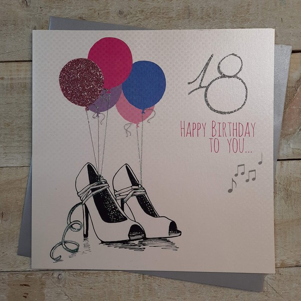 WHITE COTTON CARDS 18 Happy Handmade 18th Birthday Card, Code XE67-18, Pink