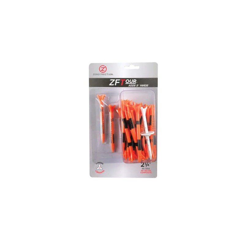Zero Friction Tour 3-Prong Golf Tees (3-1/4 Inch, Orange, Pack