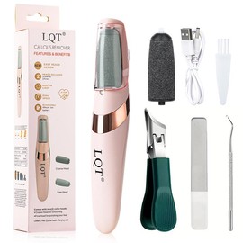 4-piece set Electric Callus Remover for Feet, Professional Pedicure Kit Foot Scrubber for Dry, Dead, Cracked, Hard Skin, at Home Feet Spa Care Kit for Men & Women Manicure Nail angled cutter Cutics footcallusremover:_white 4-piece set