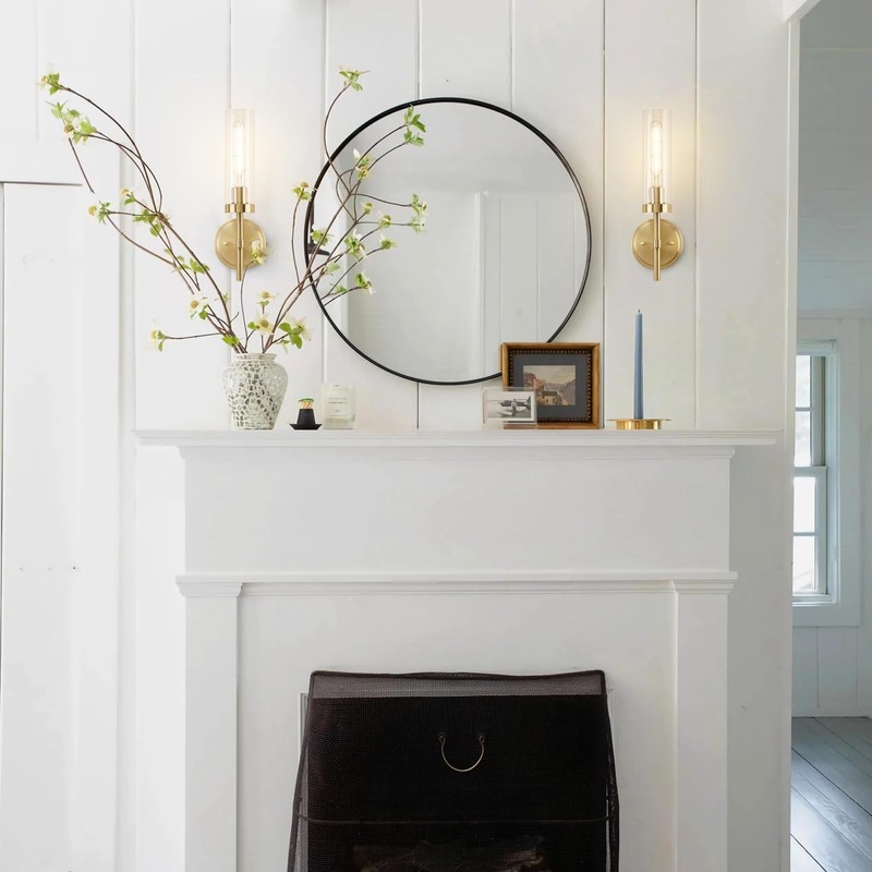 SANTOSTOCK Gold Wall Sconces Set of 2, Modern Bathroom Sconces