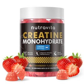 Nutravita NSF Certified Creatine Gummy - Creatine Monohydrate Gummies for Men & Women-5g of Creatine Monohydrate per Serving - Sugar Free,Vegan, Strawberry Flavor, 120 Count