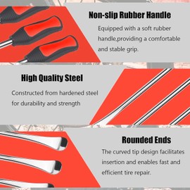 KAHEIGN 39Pcs Tyre Lever Tool Set, 3Pcs 30CM Tyre Lever Spoons with 3Pcs Rim Protectors, 15Pcs Valve Caps and Cores, 1Pcs Wrench with 4 Way Valve Tool - for Repairing Changing Motor Bike Car Tire