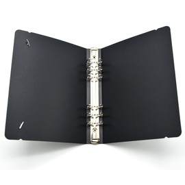 Freude A5 6-Holes Round Ring View Binders Black Plastic Cover, Refillable Notebook Journal Binder File Folder, Loose Leaf Sheet Protectors/DIY Scrapbooking/Binder Cover Protector