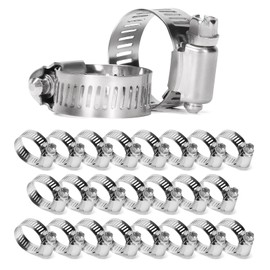 iCrimp Adjustable Stainless Steel Hose Clamps, Fits 1/4" to 1-5/8", 20 Pack, Hose Clamps for Pipe, Hose, Fuel Line