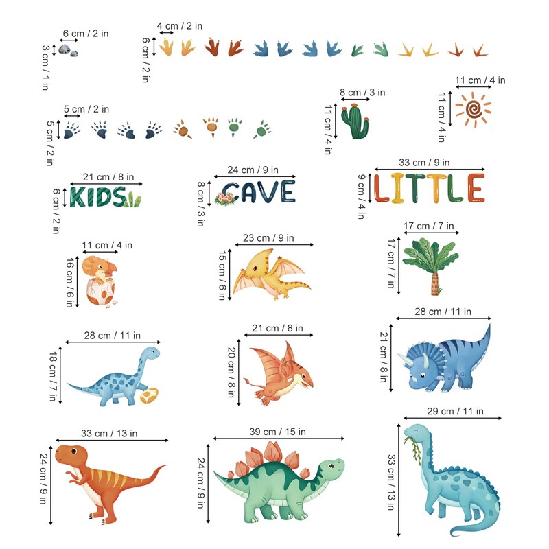 decalmile Watercolor Dinosaur Wall Decals Dino Tropical Plants Wall Stickers