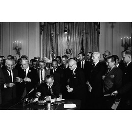 Lyndon Johnson Signing Civil Rights Act Poster Photo USA Historical Posters Photos 12x18