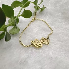 Sikh Bracelet Chain Stainless Khanda Ek Onkar Water Resistant Unisex Adjustable One Size Ekonkar Sikh Logo For Sikh Fashion Accessory Khanda Steel Kada Sikh Kada Women Kada Punjabi Style Bracelet (Golden)