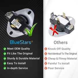 3387134 Dryer Cycling Thermostat Replacement Part by Blue Stars - Easy to Install - Exact fit for Whirlpool Kenmore Maytag Dryers - Replaces 3387135 3387139 WP3387134VP 306910 3387134