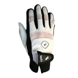 Verri | Guante Derecho de Raquetbol o Racquetball con Palma en Piel de Cabra Blanca y Dorso Ventilado para Protección de la Mano y Soporte de Muñeca, Blanco, EX