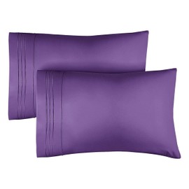 Queen Pillow Cases Set of 2 - Extra Soft, Hotel Quality Pillowcase Covers - Comfy & Cooling - Pack of 2 Pillow Cases - Machine Washable Pillow Protectors - 2 Piece - Queen Size Purple Pillow Covers