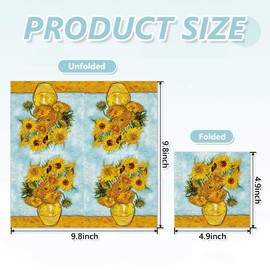 JarThenaAMCS 50Pcs Van Gogh Sunflower Cocktail Napkins Oil Painting Floral Paper Napkins Summer Flower Disposable Beverage Napkin for Garden Party Art Event Birthday Bridal Shower