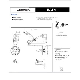Designers Impressions 654708 Oil Rubbed Bronze Tub Shower Combo Faucet with Handheld Shower Wand- Single Handle Mixer Design