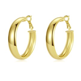 9ct Gold Plated Hoop Earrings for Women,Chunky Round Gold Hoops Earrings for Girls 40MM) Yulovee.