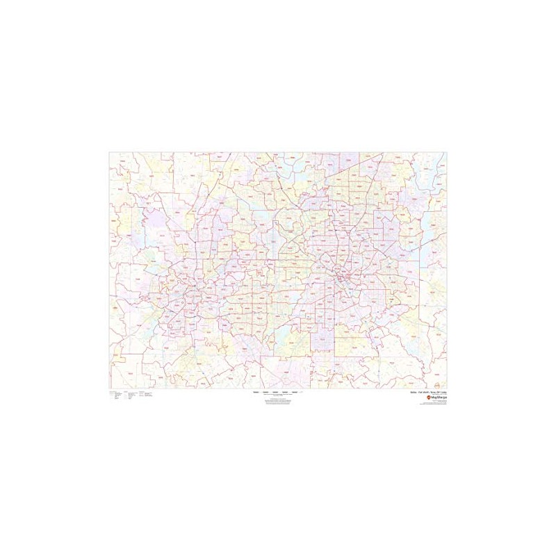 Dallas - Fort Worth, Texas Zip Codes - 48" x