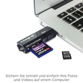 Integral Dual-Slot Micro SD & SD USB 3.0 Memory Card Reader Adapter - Super Fast File Transfer and Compatible with High Speed UHS-I Interface: SDHC, SDXC, microSDHC & microSDXC UHS-I U1 & U3