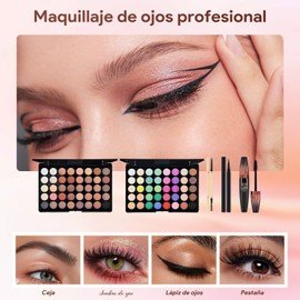 Kit de Maquillaje Profesional Completo para Mujer Principiante – Set de Maquillaje con Base, Sombras de Ojos, Rubor, Labiales, Delineador, Brochas, Corrector y Más – Todo en Uno