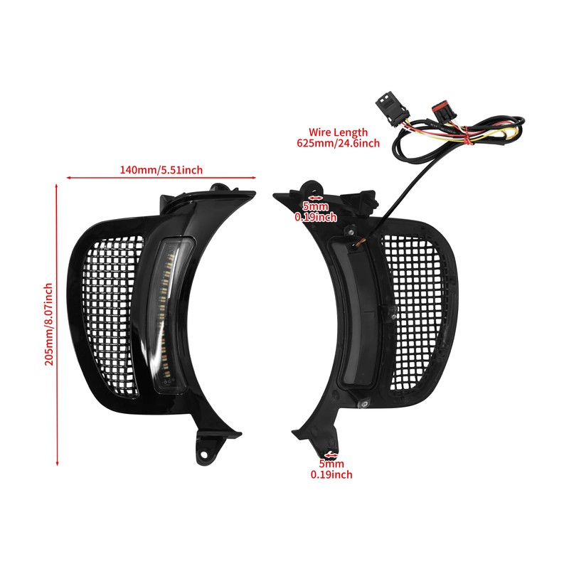 Headlight Vent Accent LED Indicator Side Lights with Turn Signals