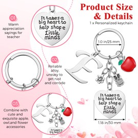 Hinly Teacher Appreciation Gifts Set Teacher Survival Kit Bag Keychain with Initial Makeup Pouch Cosmetic Bag for Christmas(E Style)