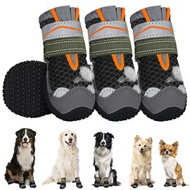 SlowTon Zapatos para Perro de Transpirable, Botas de Pavimento Caliente | Cómodos Zapatos Para Perros Antideslizante Correas Reflectantes y Ajustables