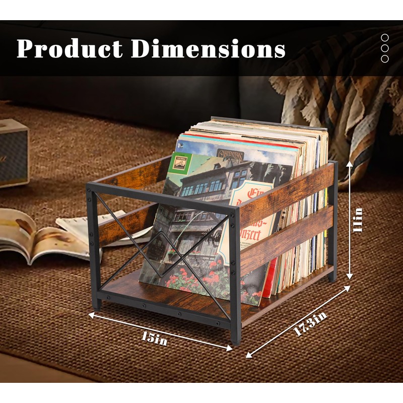 Y&M Vinyl Record Storage Crate, Wooden Storage Box, Classic Cube