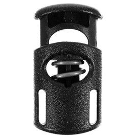 1/4 Inch Black Ellipse Cord Lock Clamp Toggle Stop Slider for Paracord, Bungee Cord, Drawstrings, Accessory Cordage and More (5 Pack)