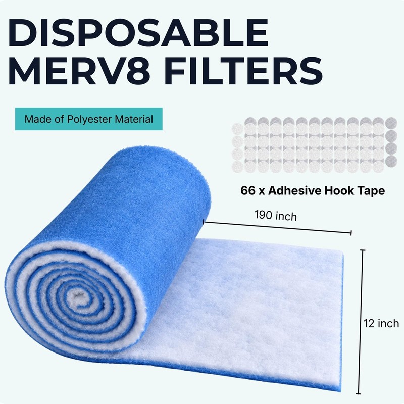 MERV 8 Air Vent Filter Roll 12" x 190", Cut-to-Fit