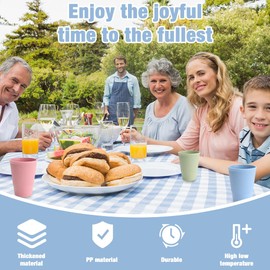 DAJASD Drinking Cup Set, 8 Pieces 350 ml Plastic Cups Made of PP, BPA-Free, Reusable Cups Plastic for Adults and Children, Unbreakable Coffee Cups without Handle, Plastic Cups for Kitchen