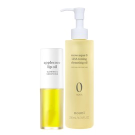 NOONI NOONI Lip Oil and Facial Cleansing Duo - Korean Vegan Lip Oil - Applecoco, 0.12 Fl Oz + Korean Cleansing Oil - Snow Aqua 0 LHA Toning Pore Care Korean Facial Oil Cleanser, 6.76 fl.oz Bundle