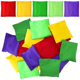 Hslife Small Colorful Nylon Bean Bags for Hand Toss Games - Durable Kids & Outdoor Cornhole Bean Bags, Tossing Bags for Classroom, Backyard, and Family Activities (4.7in-15 Pcs)
