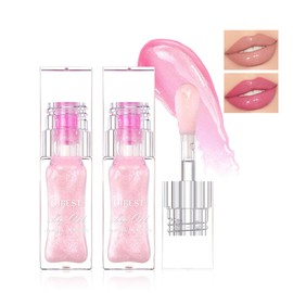 Hulyfw 2PCS Color Changing Lip Oil,Boss Up Pink Big Brush Head Long Lasting Moisturizing Smooth Non-Sticky Transparent Plumping Lip Glow Oil for Lip Care and Dry Lips