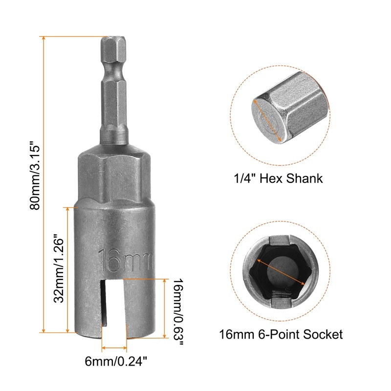HARFINGTON 3pcs H16 Wing Nut Driver 16mm Metric 6-Point Socket