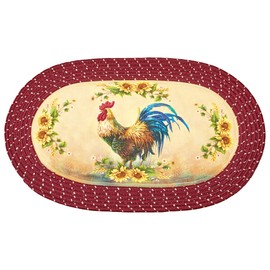 Collections Etc Rooster & Sunflowers Non-Slip Braided Kitchen Runner Rug