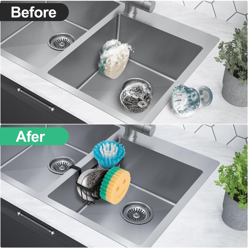 Kitchen Sponge Holder, Sink Caddy for Kitchen Sink Organizer, Smiley