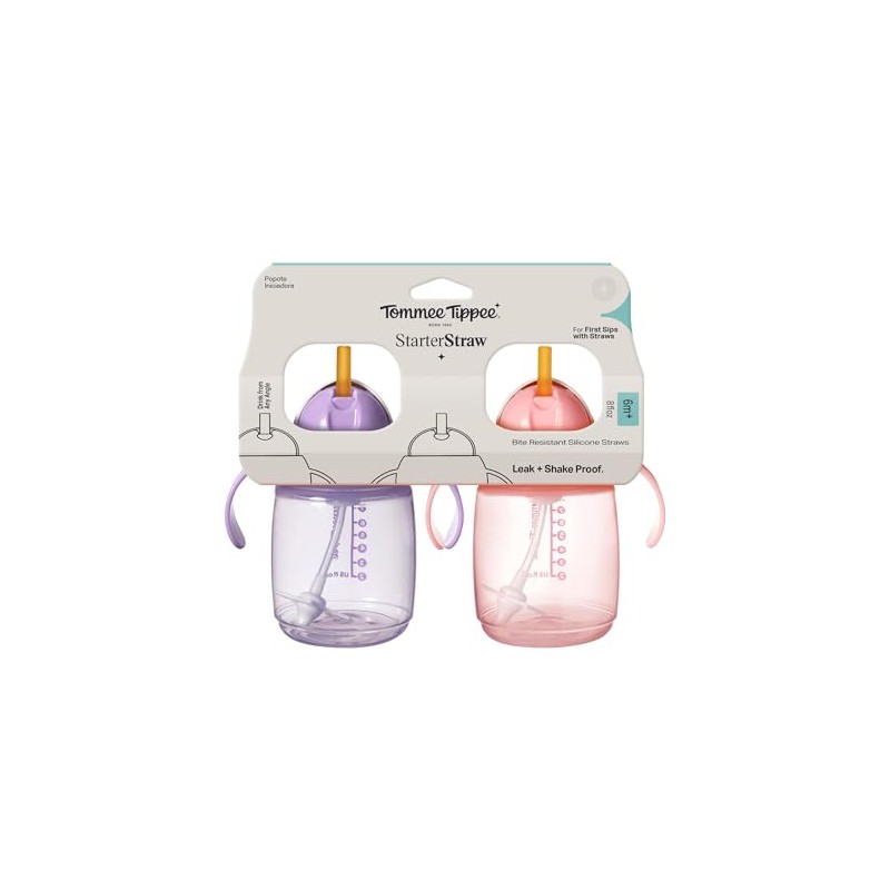 Tommee Tippee Vaso Entrenador Popote Silicón 240 ml 6+m Rosa