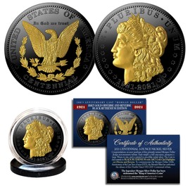 Morgan Dollar Tribute Coin 100th Anniversary 1 OZ. Black Ruthenium & Gold