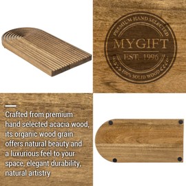 MyGift Art Deco Style Fluted Acacia Wood Arch Decorative Vanity Display Tray – Elegant Home Décor, Stylish Decorative Perfume Makeup Catchall Tray for Bathroom, Bedroom, & Living Room