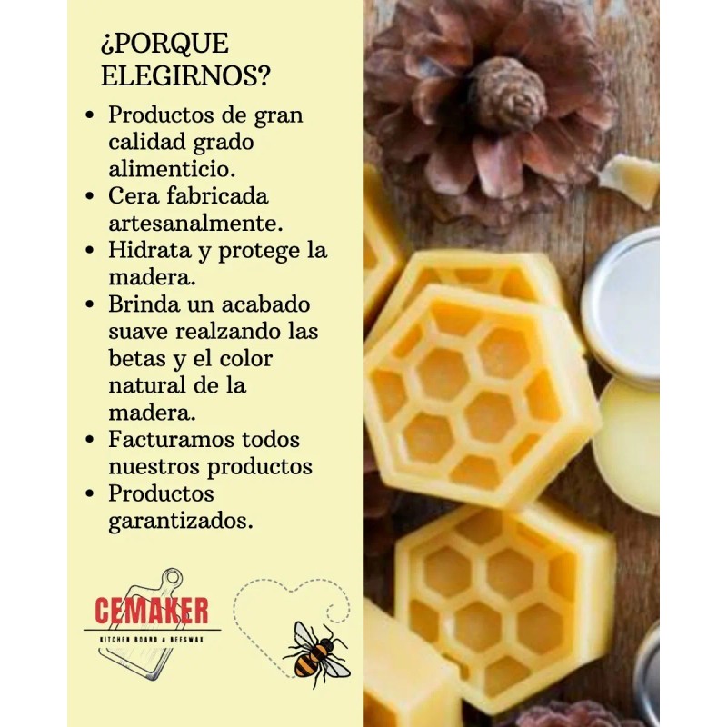 Cera De Abeja Y Aceite Mineral Para Madera Grado Alimenticio