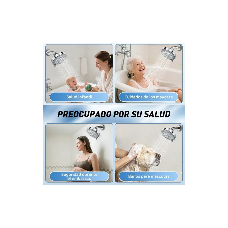 Ducha De Alta Presión De Acero Inoxidable Ajustable 5 Modos