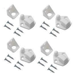 TERF® Peglock Style Cupboard Cabinet Door Catch White Nylon Spring Latch including Fixing Screw for Cabinet Kitchen Bathroom Cupboards Wardrobes Drawer Door - Pack of 8