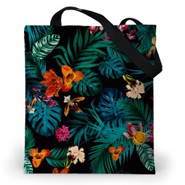 Loxato Tote Bag with Zip - Women's Shoulder Bag with Zip - Waterproof Oxford Fabric - Printed Fabric Bag - Shoulder Bag Large W 37 x H 42 cm - Women's Bag, monstera jungle