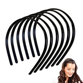 Exiiantag 6 Pack Black Plastic Headbands for Women Girls Man,Black Hair Hoop with Teeth,Headband Hair Bands for Unisex (8mm Wide)